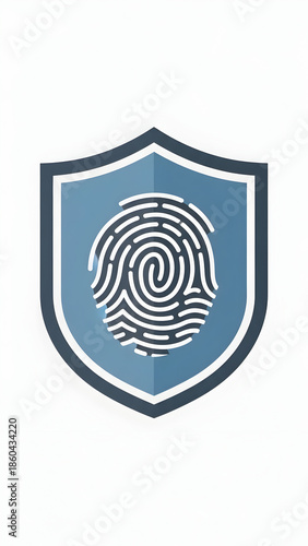 Fingerprint Security Shield Protection Icon.