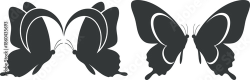 Valentine's day butterfly symbols of love and romance black silhouette art