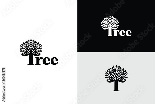 letter t tree logo design company