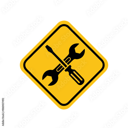 Tools and equipment sign on yellow background
