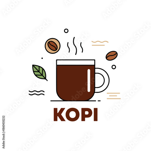 kopi coffee cup hot beverage icon.