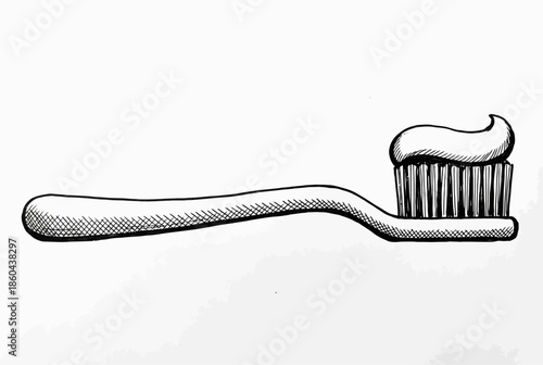 Toothbrush with toothpaste isolated on white background, Vector, illustration
