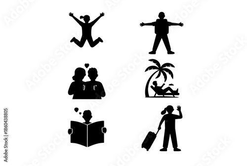 Various icons representing activities and interests isolated on white background, Vector, illustration