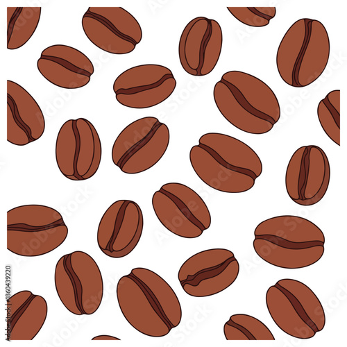 coffee beans seamless pattern on white background.