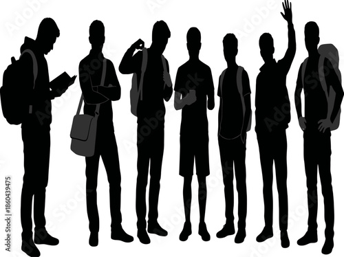 Group of people engaged in various activities isolated on white background, Vector, illustration