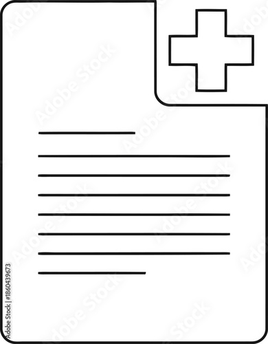 Medical document or prescription with cross symbol