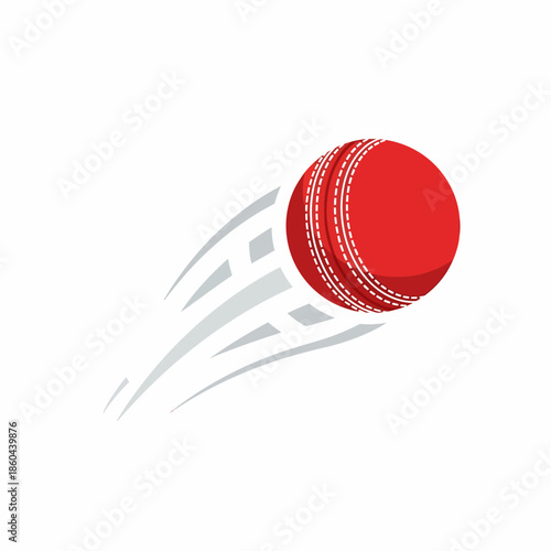 Red cricket ball flying with motion blur effect