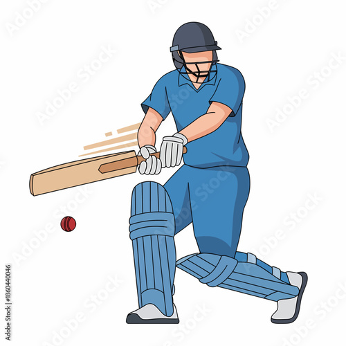 Professional cricket player hitting a shot with bat