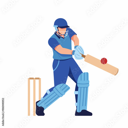 Professional cricket batsman playing a powerful leg side shot