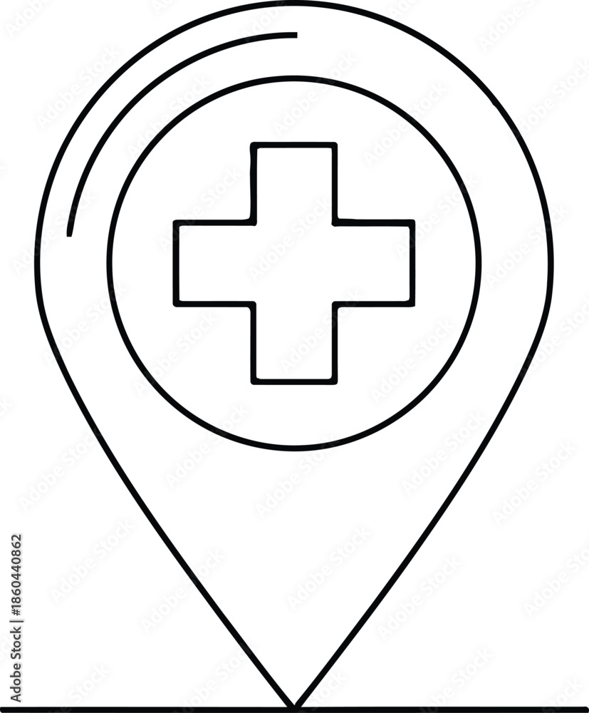 Fototapeta premium Medical location pin with cross symbol