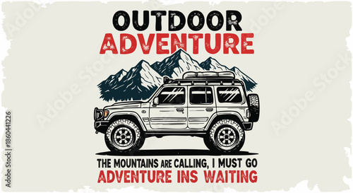 4x4 Off-Road Vehicle and Mountains for Outdoor Adventure and Travel Exploration.