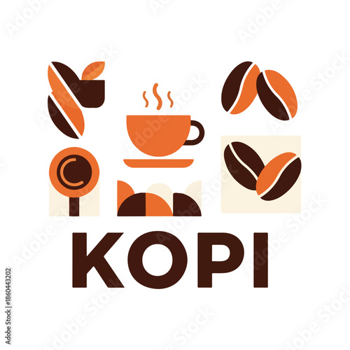 Kopi Coffee Logo Design Elements.