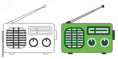 Vintage Radio: A vibrant retro radio captures the essence of nostalgia, broadcasting a sense of the past through its detailed illustration.