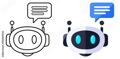 Digital Assistant Icons: Illustrating the digital realm, a modern interface depicts a digital assistant with a dialogue bubble, symbolizing effective communication and technological advancement.