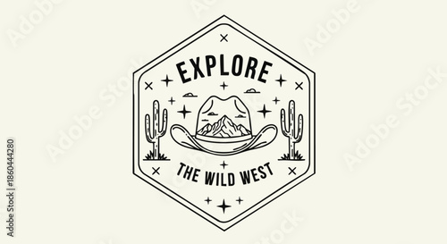 Explore the Wild West Vintage Badge Design.