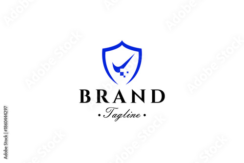 Free Download technology shield logo with combination of technology pixel check icon with modern template vector design style - GFXLoad