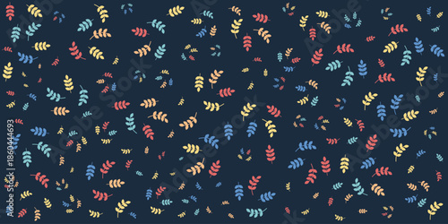 Seamless background pattern of plants and leaves. Banner motif of rice plants