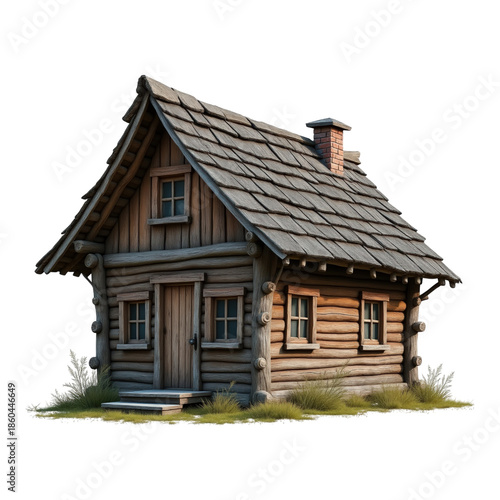 Wallpaper Mural Quaint Wooden Cabin House with Shingled Roof Isolated on Transparent Background for Design Projects Torontodigital.ca