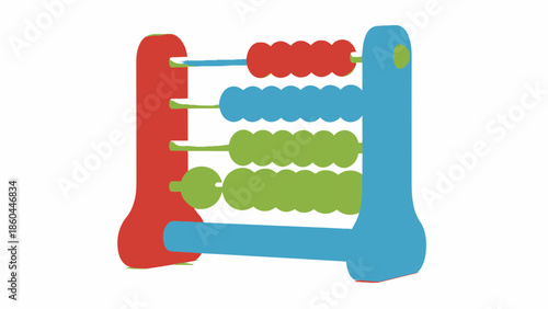 Colorful Abacus with Red, Blue, and Green Beads on White Background Illustration