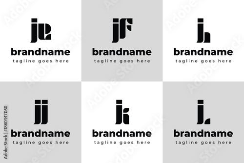 Letters JE JF JH JJ JK JL Monogram Logo Set, for EJ FJ HJ J KJ LJ Initials