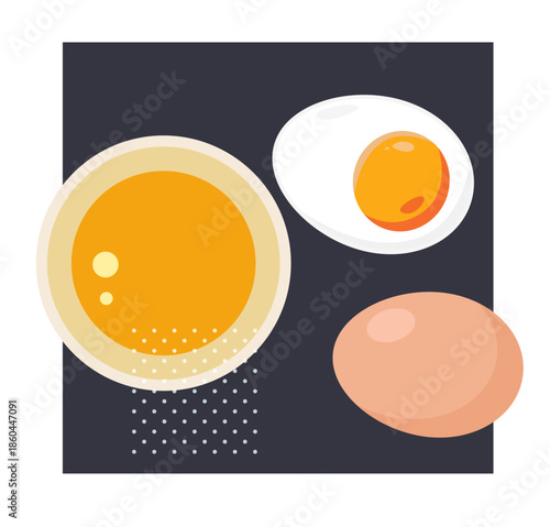 ready for Easter - Beaten Egg Yolks In A Bowl - Stock Illustration