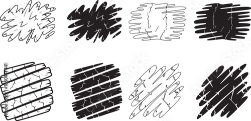 Collection of black and white abstract brush stroke textures and patterns