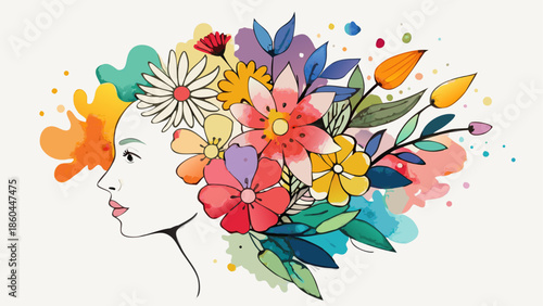 Beautiful woman with floral hair