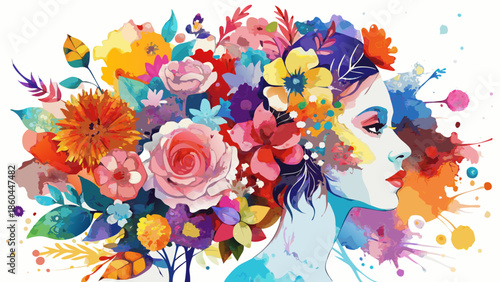 Beautiful woman with flowers in hair