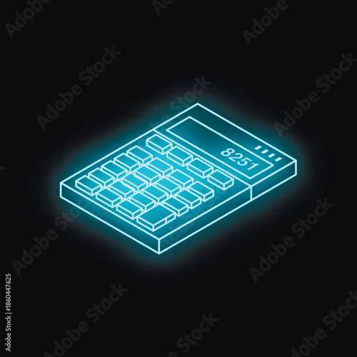 Neon blue calculator showing number 8251, representing futuristic accounting and financial calculations