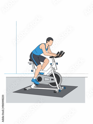 Indoor Cycling Workout on Exercise Bike for Health and Fitness