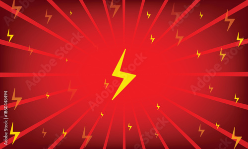 Electric Lightning Energy Burst Red Background Vector