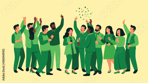 Diverse group of people celebrating with confetti