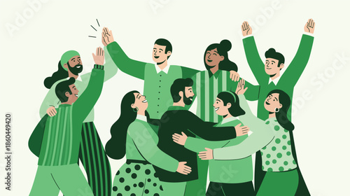 Diverse group of people celebrating together with joy