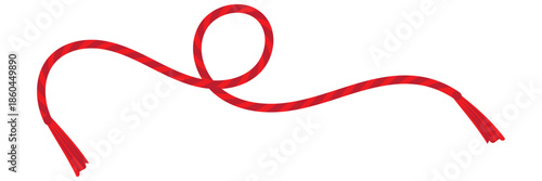 Red Rope Curves Decorative Elements. Red rope curves and loops isolated on white background, decorative design elements for luxury, festive, and ornamental concepts.

