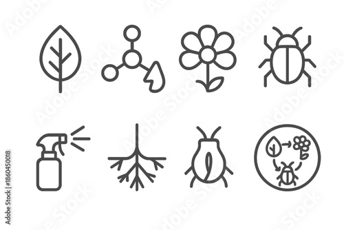 Botanical Communication Icons. Line style icons of Botanical Communication: Volatile Organic Compounds, Warning Signal, Predator