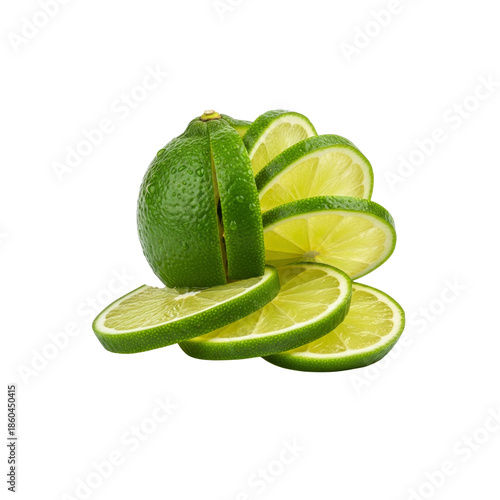 Sliced Lime on Transparent Background