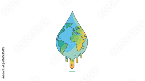 A dripping Earth illustration symbolizing water and environmental conservation from a global perspective