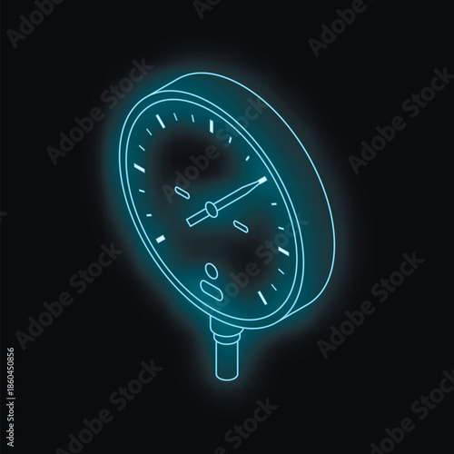 Glowing isometric manometer measuring pressure, performance and precision in industrial processes