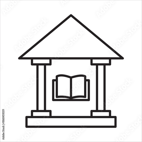 Library ,book icon outline vector