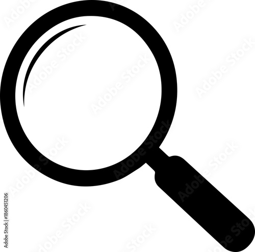 Magnifying glass icon with shadow, perfect for search, investigation, and business analysis needs, offering clarity and focus