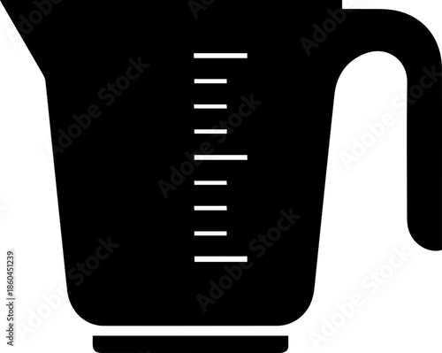 Minimalist black measuring cup icon perfect for kitchen designs, cooking websites, recipe blogs, food branding, and culinary projects