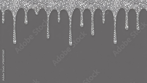 Silver Drips Abstract Pattern in Modern Minimalist Style with Bright Shiny Lighting on Dark Gray Background for Luxury Branding