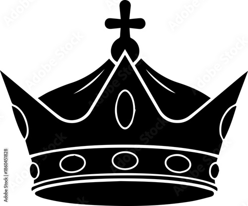 Elegant black crown design, perfect for luxury branding, royal themes, and creating a sense of authority and prestige