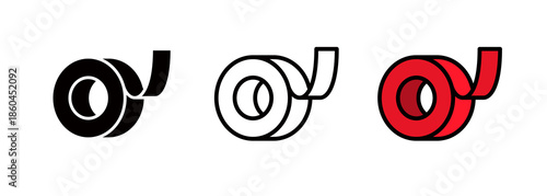 Photos Icons representing tape and wrapping services, ribbon rolls