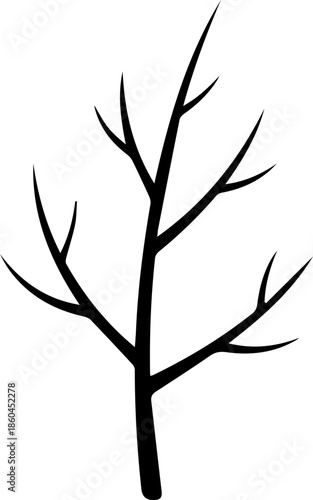 Minimalist black tree silhouette against a clean white background, perfect for design projects needing natural, elegant elements