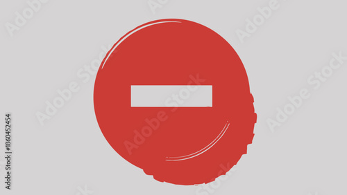Red minus sign on a circular grunge textured background