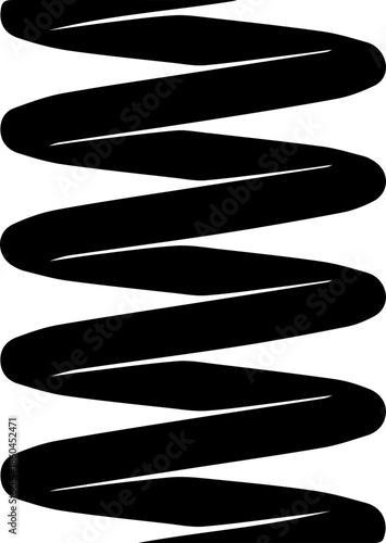 Dynamic black spring illustration for industrial design projects, engineering diagrams, and creative mechanical concepts that need a flexible element