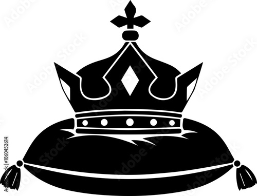 Elegant royal crown resting on a luxurious pillow, perfect for adding a touch of prestige to any design project