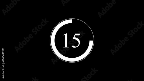 Countdown Timer 20 to 10 Seconds Real Time, Modern Flat Design Animation, Transparent Background, 4K