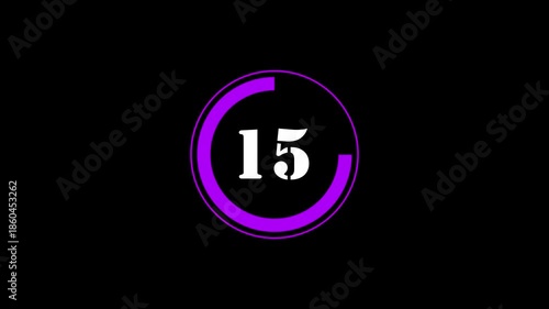 Countdown Timer 20 to 10 Seconds Real Time, Modern Flat Design Animation, Transparent Background, 4K